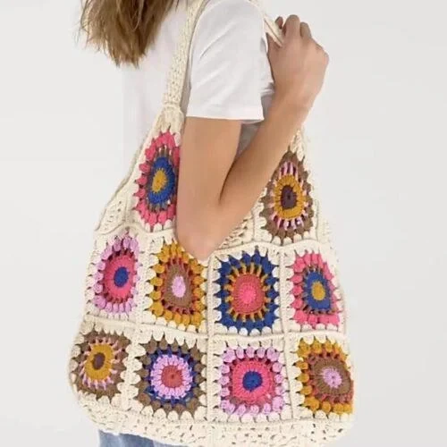 Women's Crochet Tote Shoulder Bag