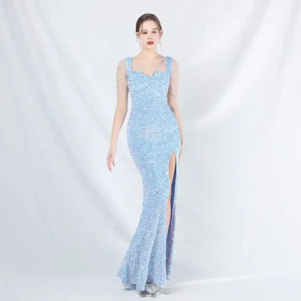 Handmade beaded long evening dress