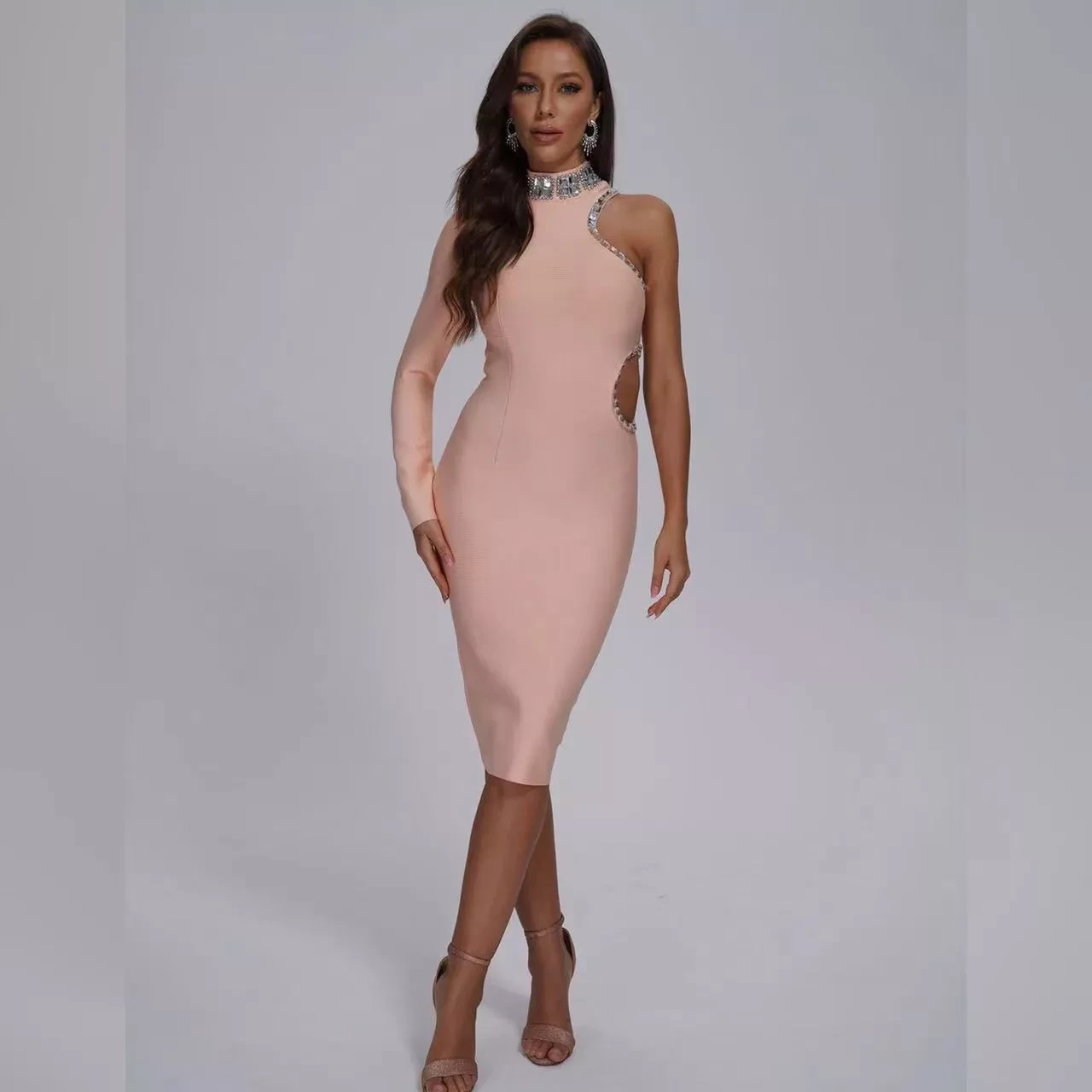 Orange Luxury Handmade Beaded Dress